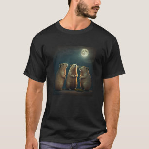 Camiseta Três Capybaras Gritando Na Lua