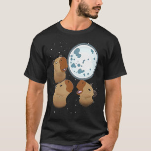 Camiseta Três Capybaras Moon 3 Capybara Howling Na Moo