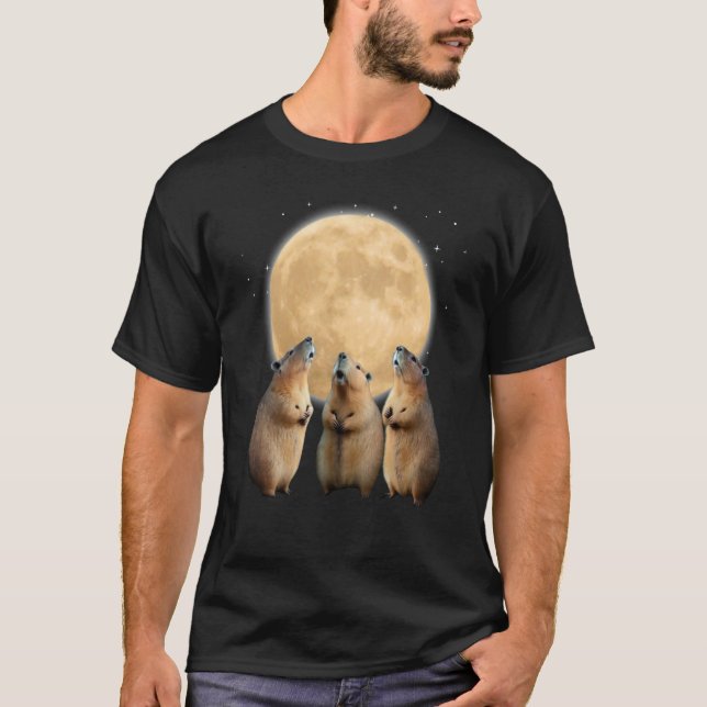 Camiseta Três Capybaras No Morto Da Lua Capybara Howling (Frente)