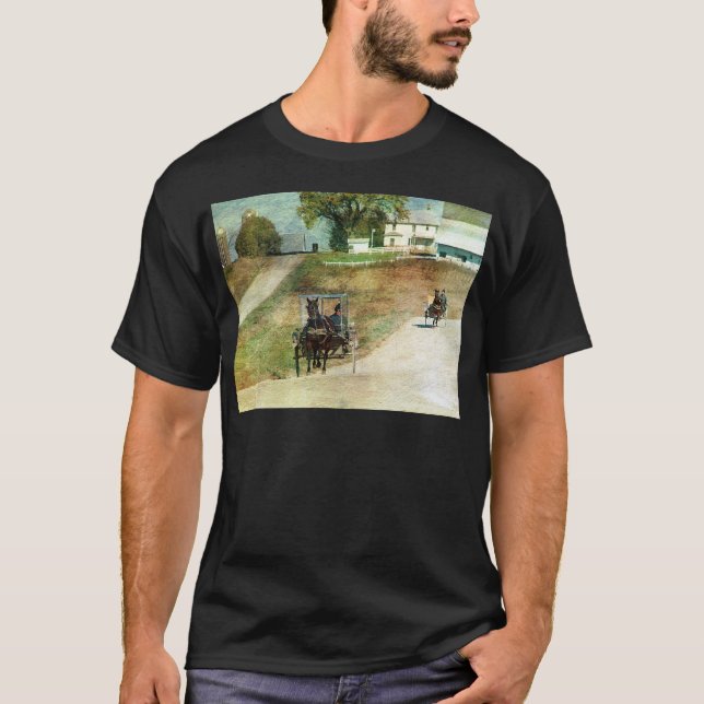 Camiseta Três carrinhos de Amish (Frente)