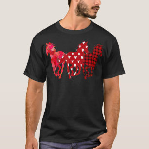 Camiseta Três Cavalos Corações Búfalo Xadrez Feliz Namorado