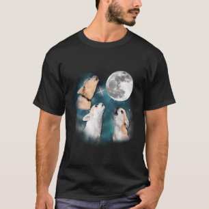 Camiseta Três Chihuahuas Howl Na Lua 3 Wolfs - Lobo Engraça