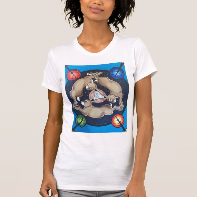 Camiseta "Três Coelhos" Design místico antigo (Frente)