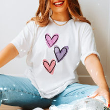 Três Corações Elegantes de Amor em Aquarela