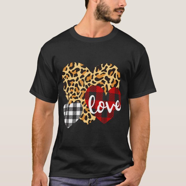 Camiseta Três Corações, Xadrez De Leopardo Buffalo Para Mul (Frente)