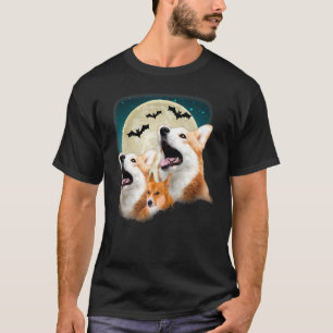 Camiseta Três Corgi Halloween e Halloween Moon