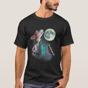 Camiseta Três Corgis Howat Na Lua 3 Lobos Engraçados Par