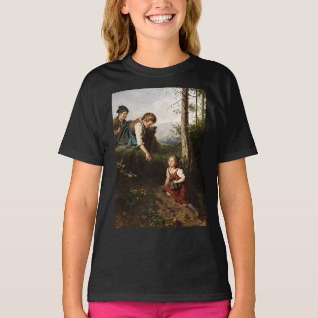 Camiseta Três Crianças Escolhendo Berries na Floresta (Frente)