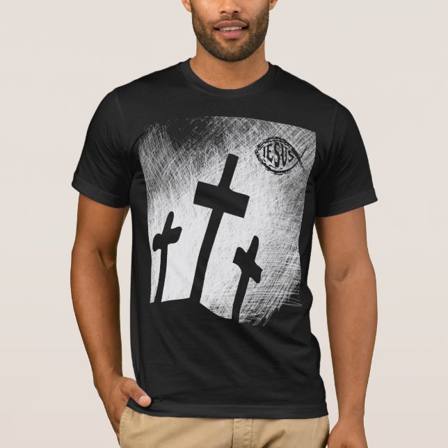 CAMISETA TRÊS CRUZES COM T-SHIRT DOS PEIXES (Frente)