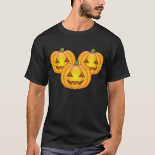 Camiseta Três Cute Halloween Jack O’Lantern Pumpkins