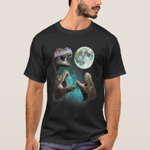 Camiseta Três Dinossauros T Rex Howl Na Lua 3 Lobos Paródia