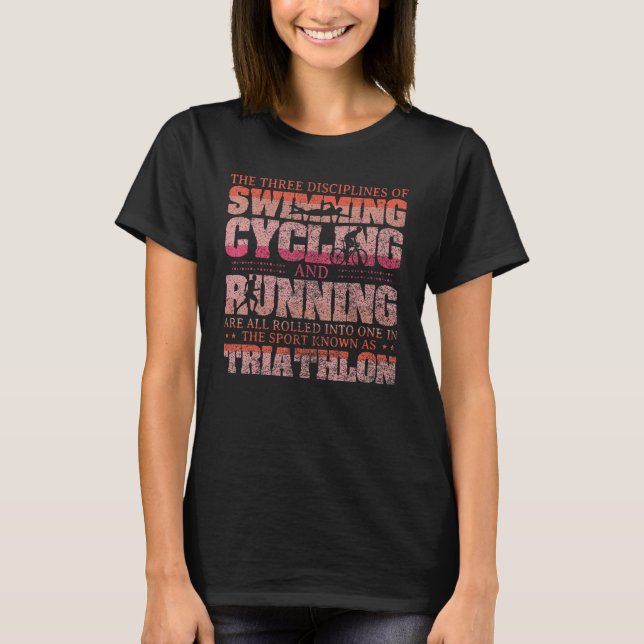Camiseta Três Disciplinas De Nadação De Ciclismo E Corrente (Frente)
