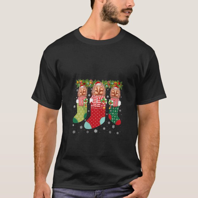 Camiseta Três Echidna em Meias Engraçadas Suor de Natal Fei (Frente)