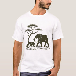 Camiseta Três Elefantes Silhueta Arte Minimalista