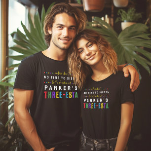 Camiseta Três-Esta Fiesta Sem Sesta Pais 3º Aniversário