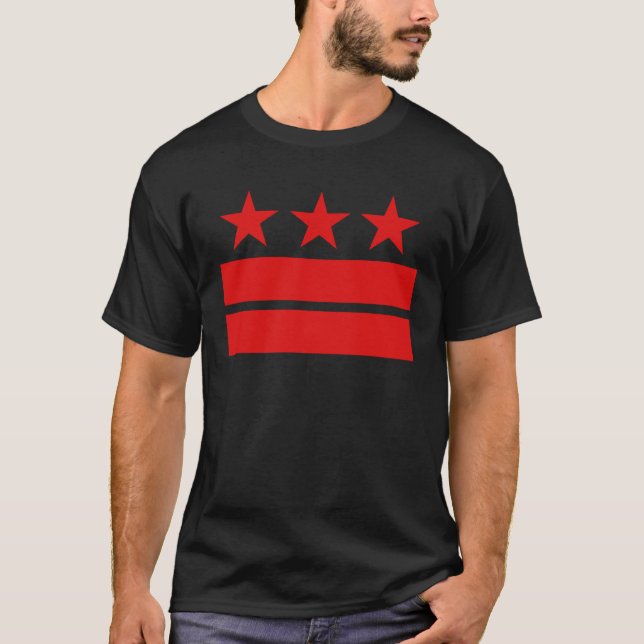 Camiseta Três estrelas e dois bares de t-shirt preto (Frente)