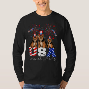 Camiseta Três EUA Norwich Terriers American Flag Hat Firew