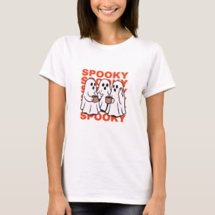 Camiseta Três Fantasmas Bonitos com Bebidas - Halloween Coz