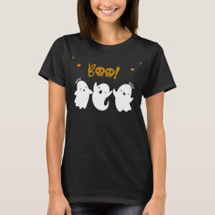 Camiseta Três Fantasmas Fofos Boo Caveiras Aranhas Hallowee