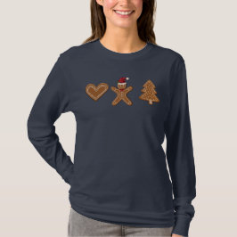 Camiseta Três Formatos de Biscoitos de Natal de Gengibre