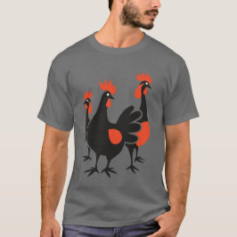 Camiseta Três Galinhas Francesas Retro Corte no Meio do Séc