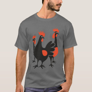 Camiseta Três Galinhas Francesas Retro Corte no Meio do Séc