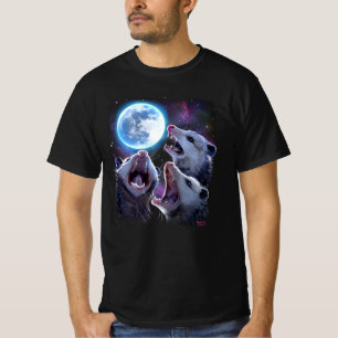 Camiseta Três gambás cavalgando na Lua Engraçada Possum
