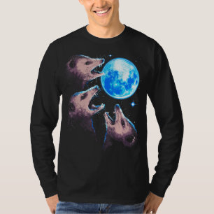 Camiseta Três gambás cavalgando na Lua Funny Possum 3