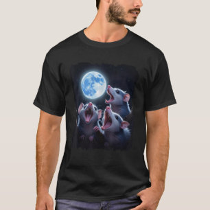 Camiseta Três Gambás Engraçados Lua 3 Gambá Mágica Estranha