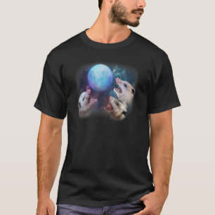 Camiseta Três Gambás Uivando Para A Lua Gambás De Estimaçã