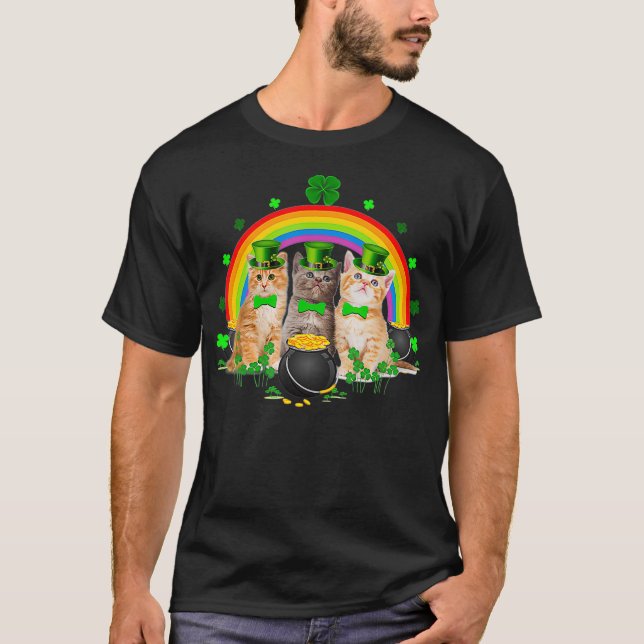 Camiseta Três gatinhos de Gatinho de Dia de São Patrício de (Frente)