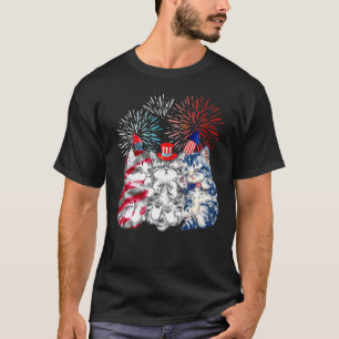 Camiseta Três Gatos 4 De Julho, Bandeira Americana, Gato Pa