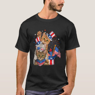 Camiseta Três Gatos 4 De Julho Meowica Fogos De Artifício B
