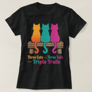 Camiseta Três Gatos Cercado Cores Vivas Arte
