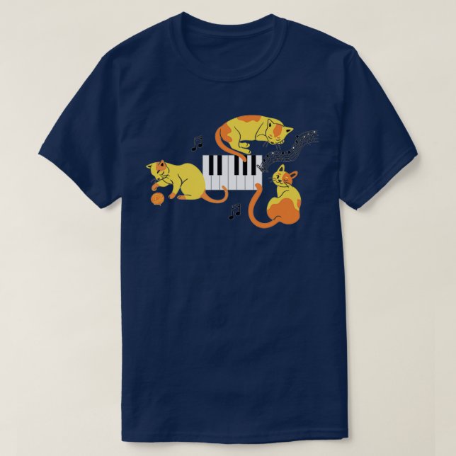 Camiseta Três gatos de piano (Frente do Design)