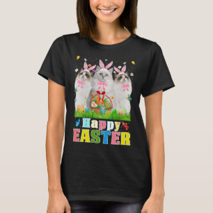 Camiseta Três Gatos De Ragdolas E Páscoa De Ovos