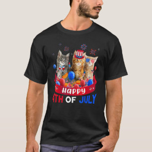 Camiseta Três Gatos Felizes 4 De Julho Independência Do Bal