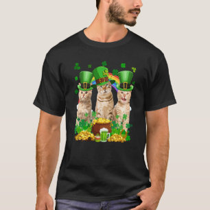 Camiseta Três Gatos Leprechaun Trevo C Dia de São Patrício