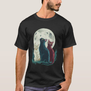 Camiseta Três Gatos Lua Paródia Engraçada Preguiçosa Animai