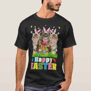 Camiseta Três Gatos Persa Coelhinhos E Páscoa, Pasta De Ovo