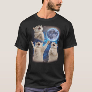 Camiseta Três Gatos Que Gritam Na Lua Um Gato De Meme Estra