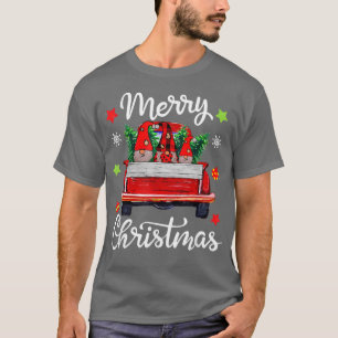 Camiseta Três Gnomos Caminhão Vermelho Engraçado Árvore de