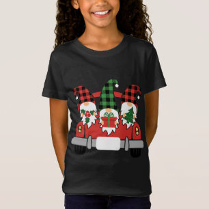 Camiseta Três Gnomos Em Red Truck Gnomo No Natal Buffalo