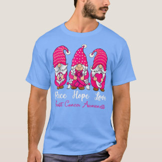 Camiseta Três Gnomos Esperança de Paz Ama Cancer de Mama Aw