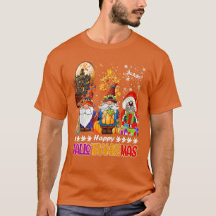 Camiseta Três Gnomos Feliz Halloween Call Candy Corn Pumpk