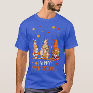 Camiseta Três Gnomos Felizes Dia de Ação de Graças outono G