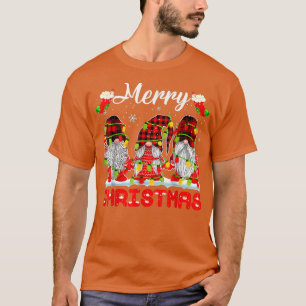 Camiseta Três Gnomos Gnomies Luzes de Natal Plaid Búfalo