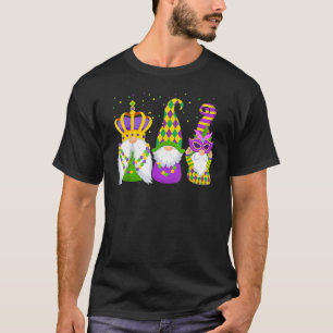 Camiseta Três Gnomos Mardi Gras Segurando Mask Love Mardi G