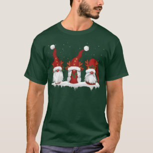 Camiseta Três Gnomos Nórdicos Família de Natal de inverno