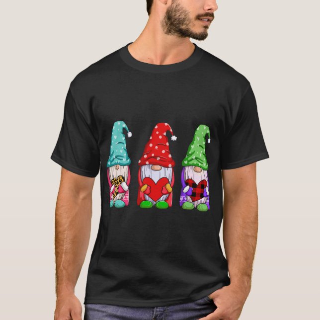 Camiseta Três Gnomos que seguram Namorados-leopardo com Xad (Frente)